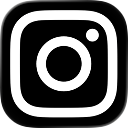 Schwarzes Instagram-Symbol mit abgerundeten Ecken und Kamera-Silhouette.