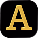 Goldener Buchstabe A auf schwarzem quadratischem Hintergrund mit abgerundeten Ecken.