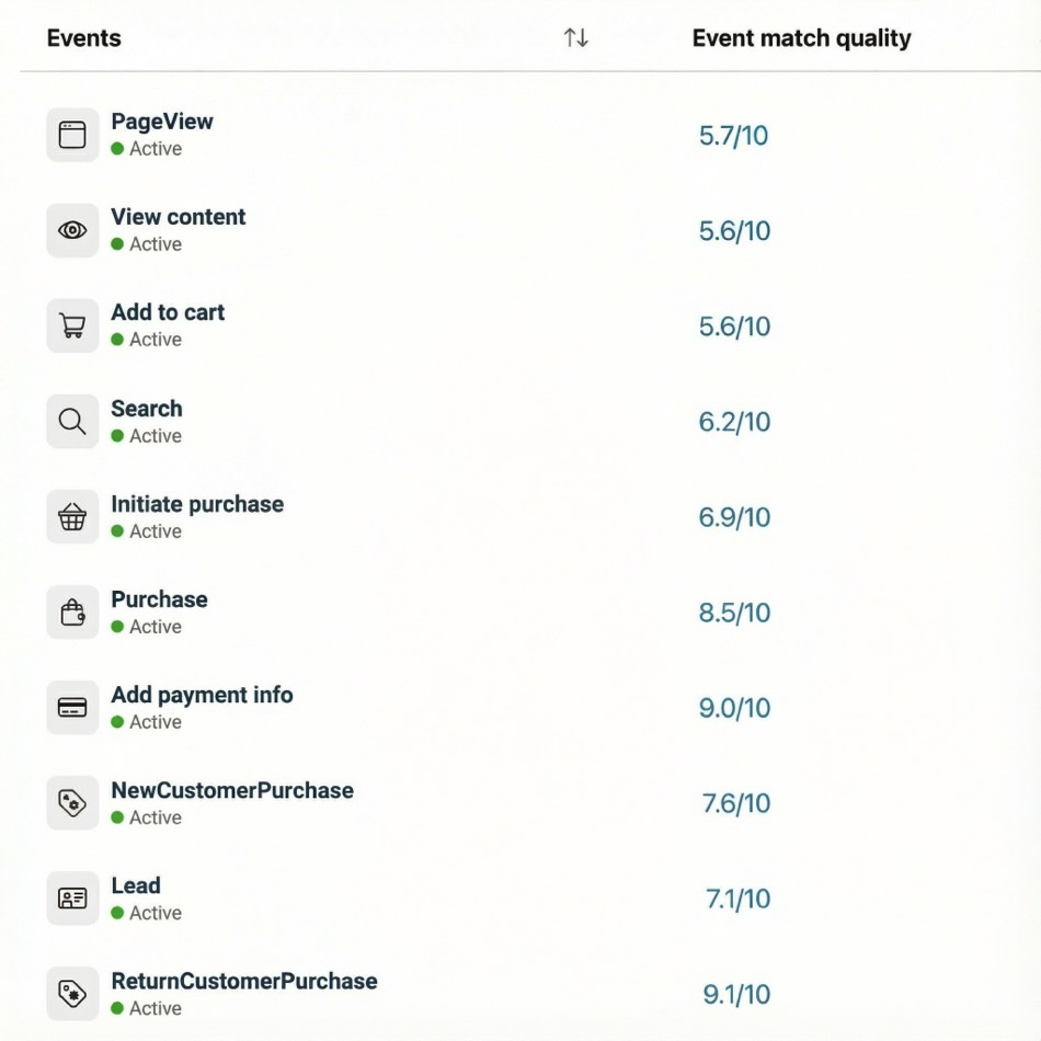 Meta EMQ scores while on Triple Whale