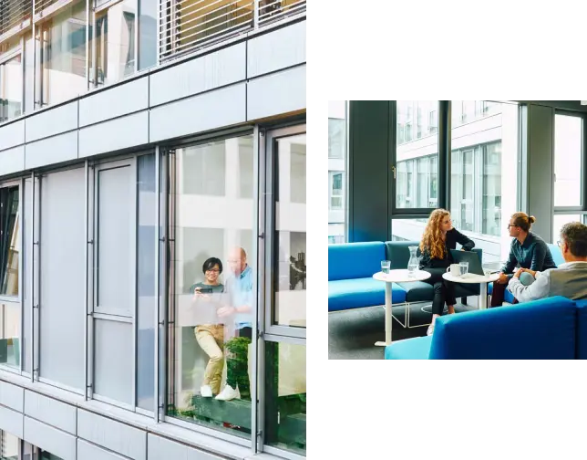 two people inside a building.