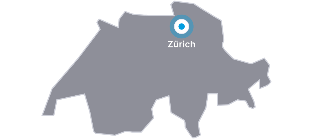 Karte der Schweiz mit Markierung der Städte Zürich und Basel