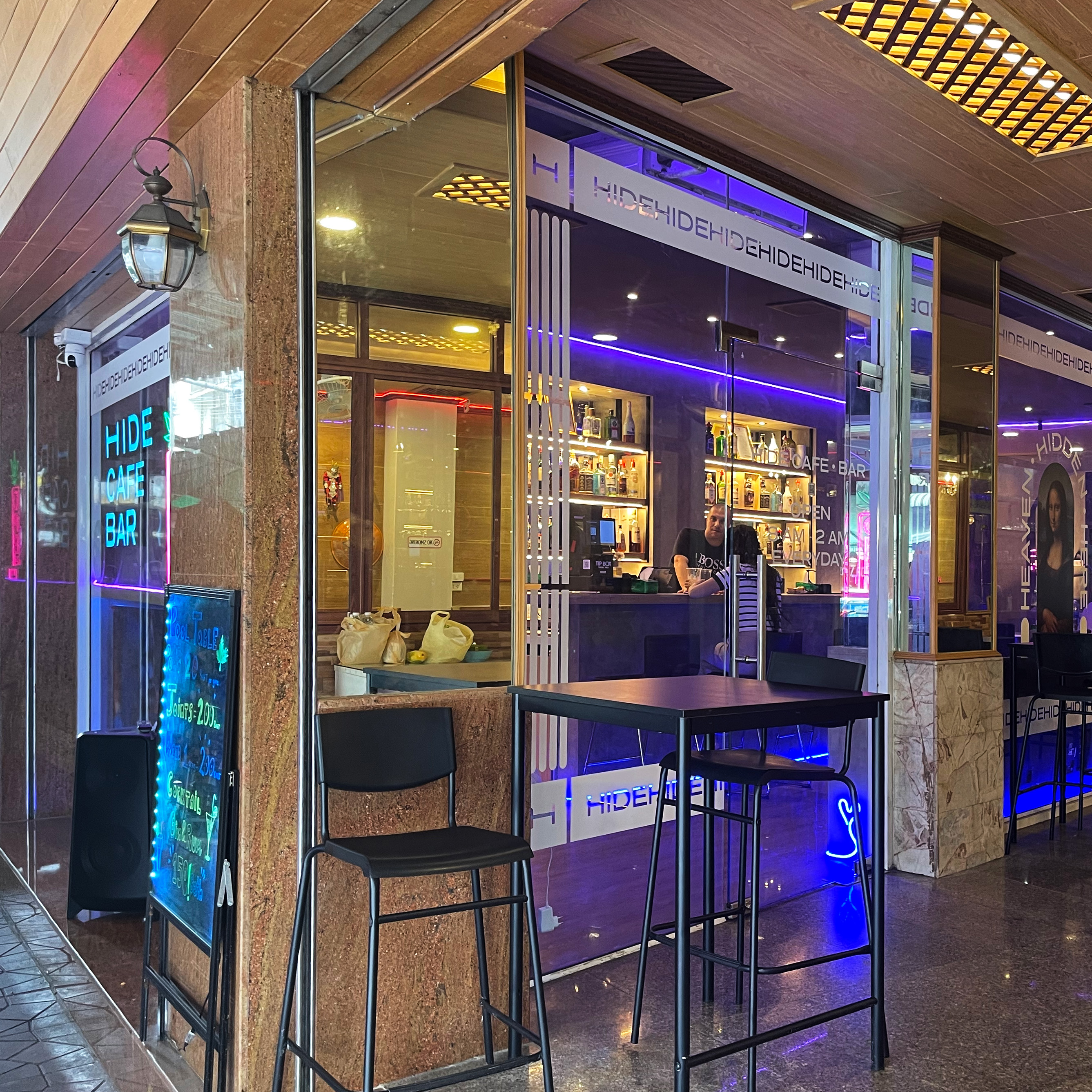 HIDE Cafe Bar entrance on Tanee Road near Khao San Road in Bangkok
