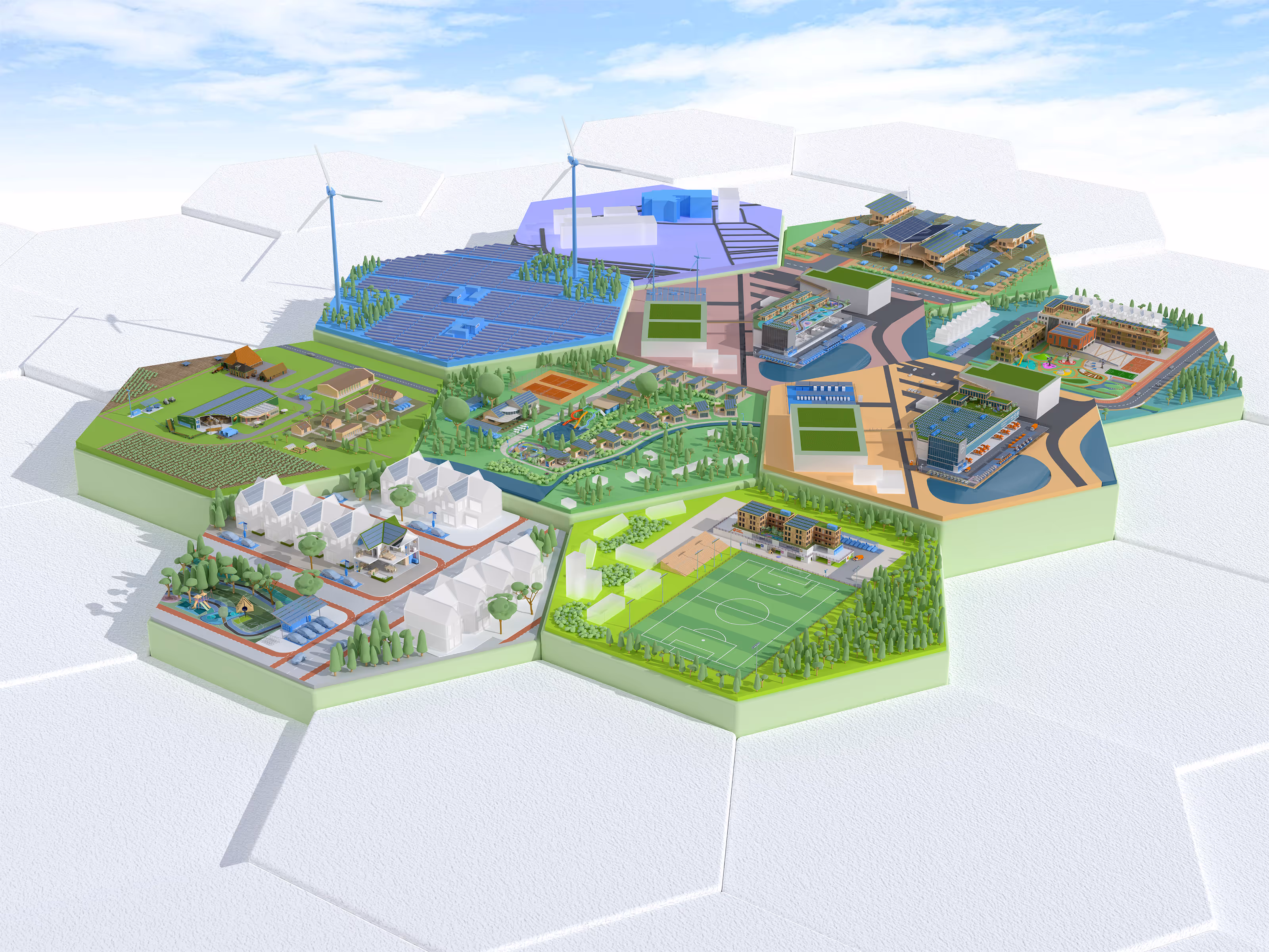 Illustratie van duurzame energie en technologie als onderdeel van de energietransitie