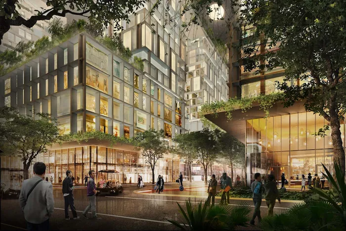 Artistic impression of a beautiful street in Jurong Lake District