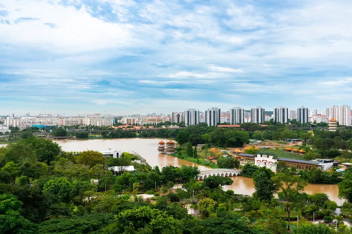 Beautiful aerial view of Jurong Lake District