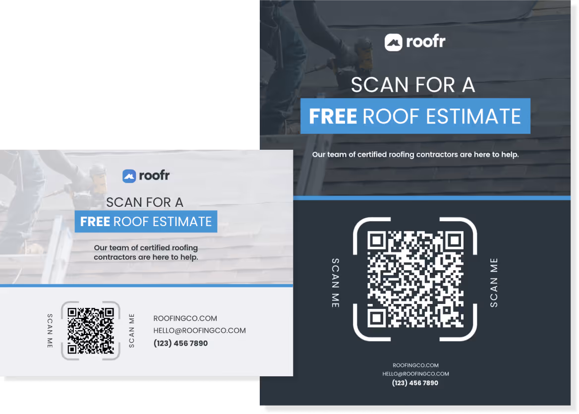 Scan QR code to receive a free estimate from Roofr.