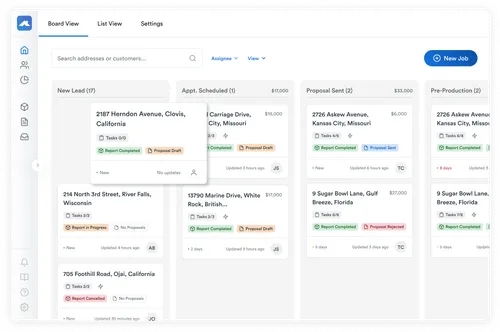 Roofr CRM job board preview.