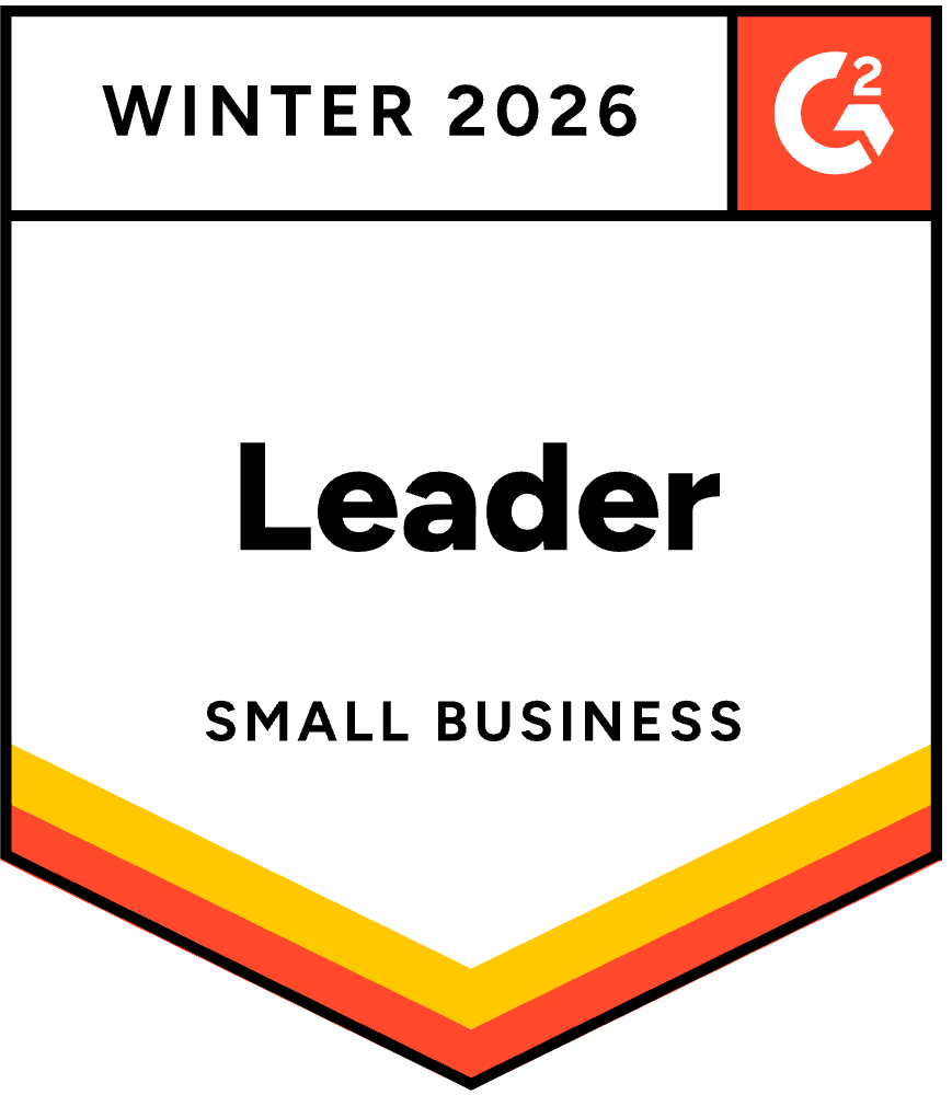 The G2 Leader (Small Business) badge awarded to Roofr in Winter 2025.