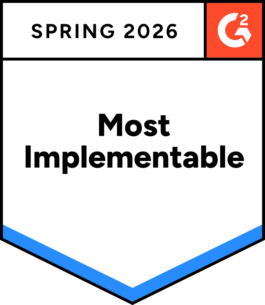 One of Roofr's Spring 2026 G2 badges: Most Implementable