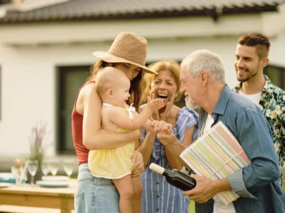 A photo of a family spanning multiple generations.