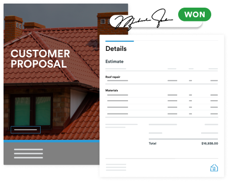 Customer proposal screenshot from the Roofr platform.