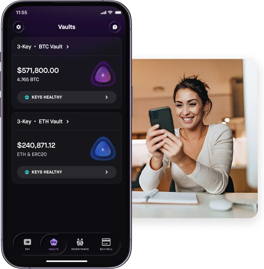 woman-checking-her-casa-crypto-vaults
