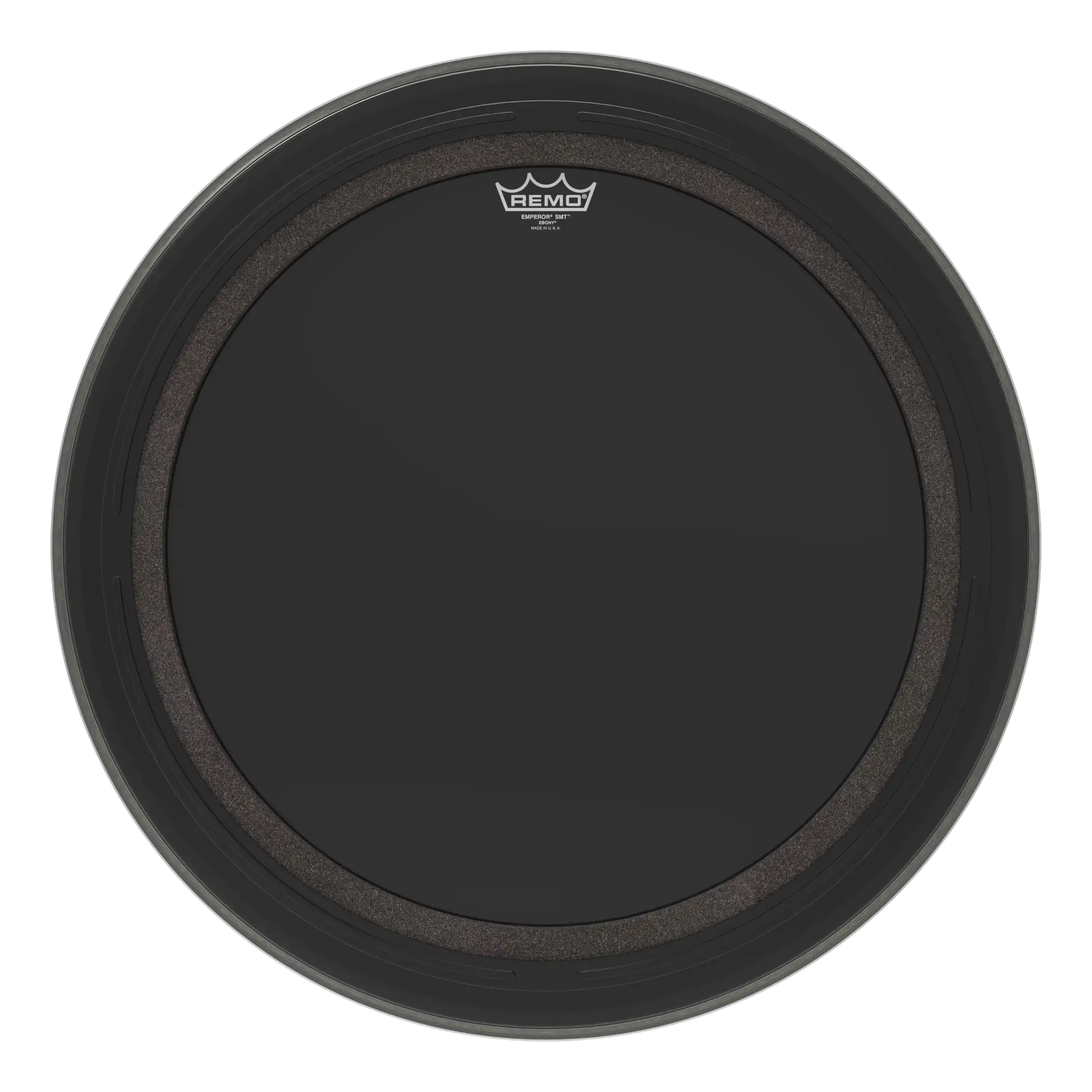 The Emperor® SMT™ Ebony® bass drumhead is a pre-muffled design featuring Sub Muffl® Technology.