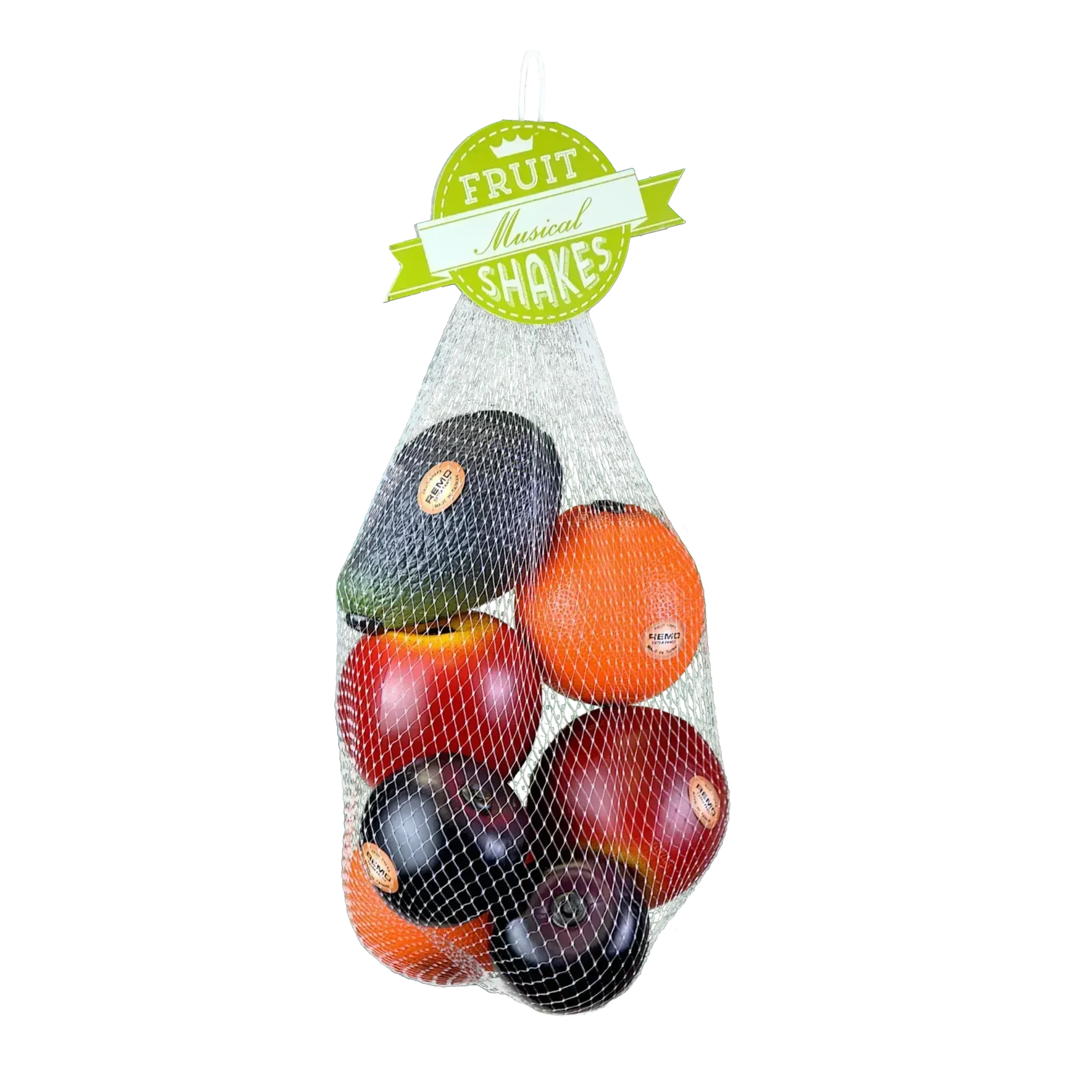 The Fruit Shake® are available in a 7-piece assorted pack which includes two each of Apple, Orange, and Plum, and one Avocado.