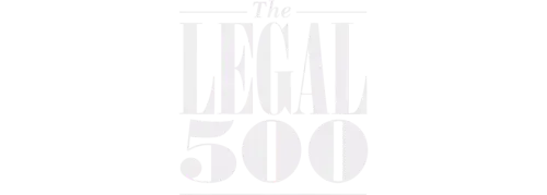 Logotipo de The Legal 500 sobre fondo negro.