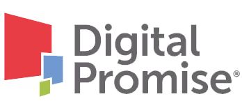 The Digital Promise logo featuring the organization name written in gray with red, blue, and green squares tilted to add three dimensional perspective and look like windows.