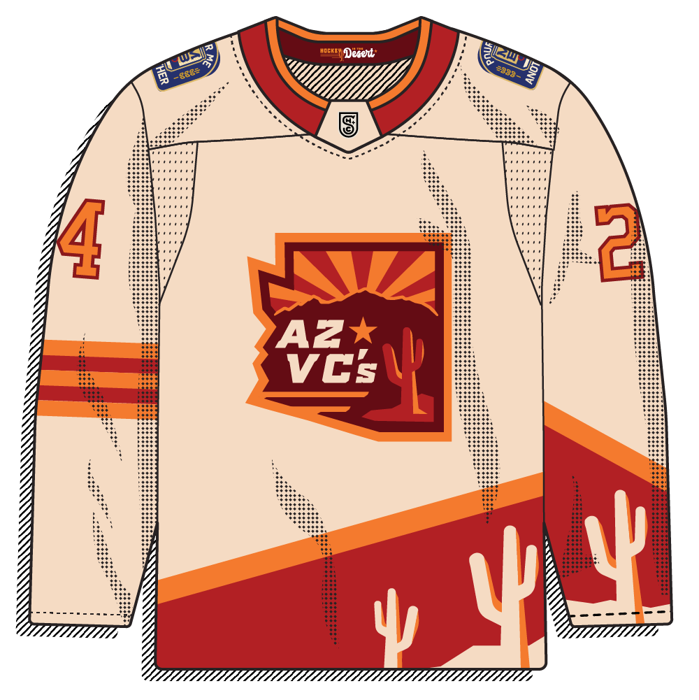 Cream body flip of the same desert mountain design.
