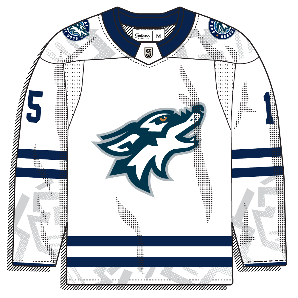 White body flip of the same wolf crest and camo sleeves.