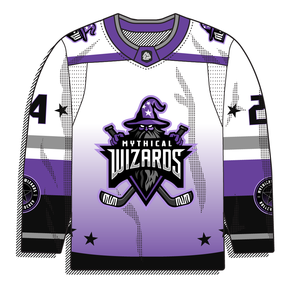 White-to-purple gradient flip of the same wizard crest.