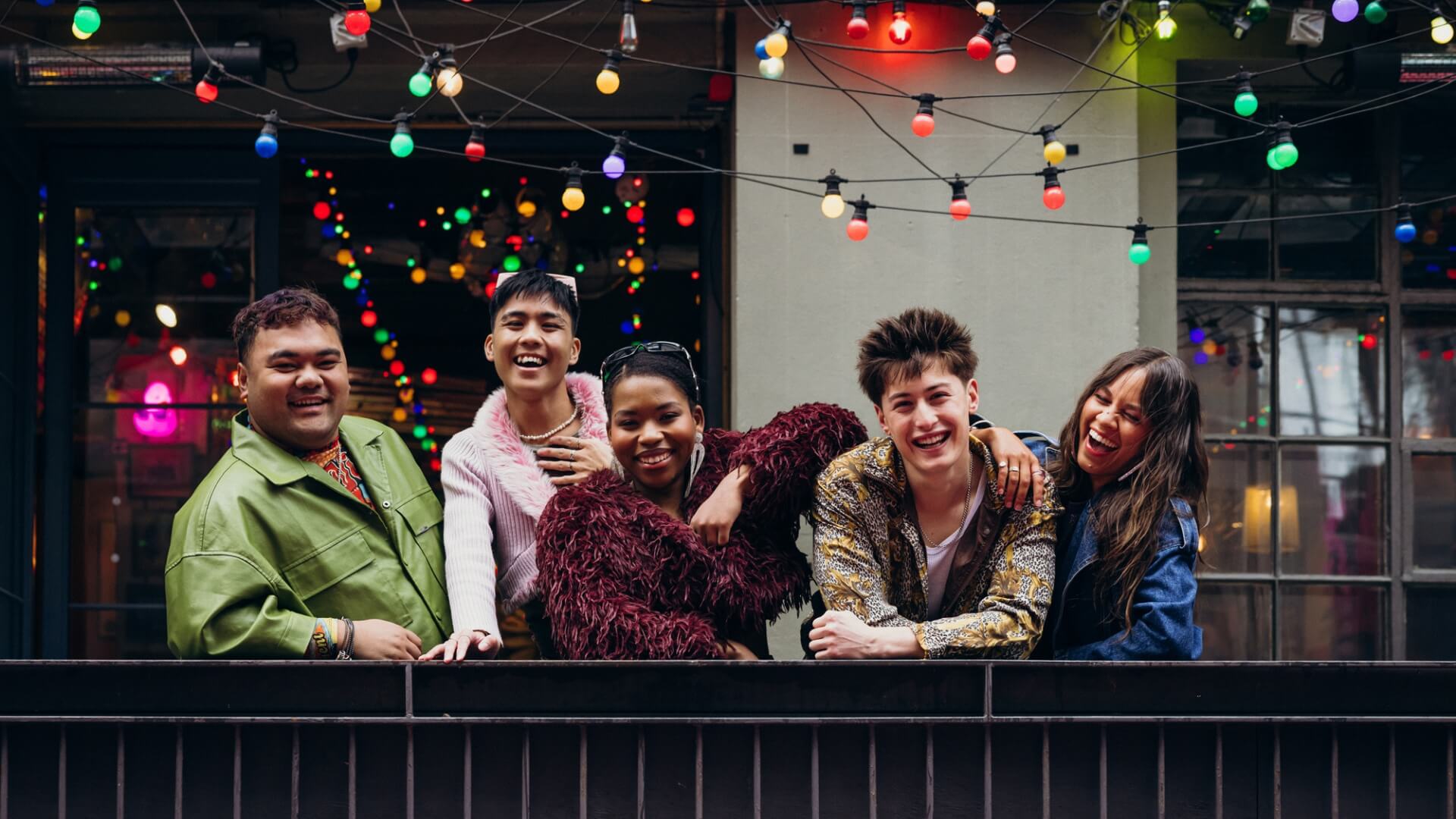 A photo of headline artists Lila Crichton, RV Quijano, Tusekah, Mackenzie and Riiki Reid having a laugh together
