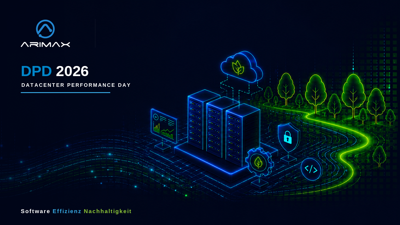 ARIMAX Banner zum Datacenter Performance Day 2026 mit dem Hinweis, dass die Anmeldung geschlossen ist.