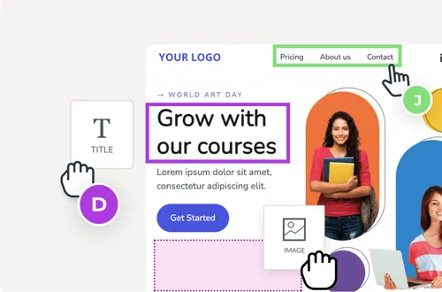 Multiple users collaborating inside of the Beefree editor