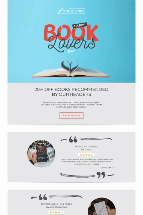 Book lovers email template
