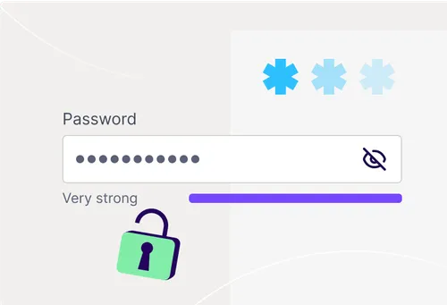 Password input field showing hidden characters and a strong password strength indicator for secure login.
