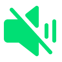 Green and white no sound icon.