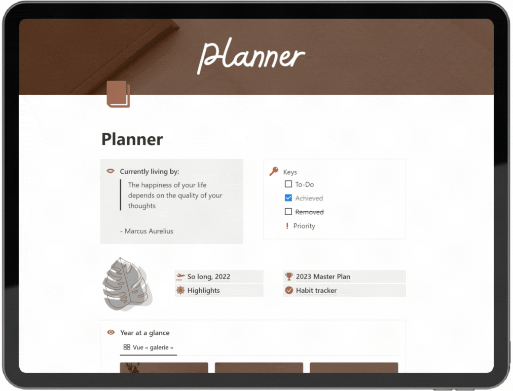 Yearly planner screenshot