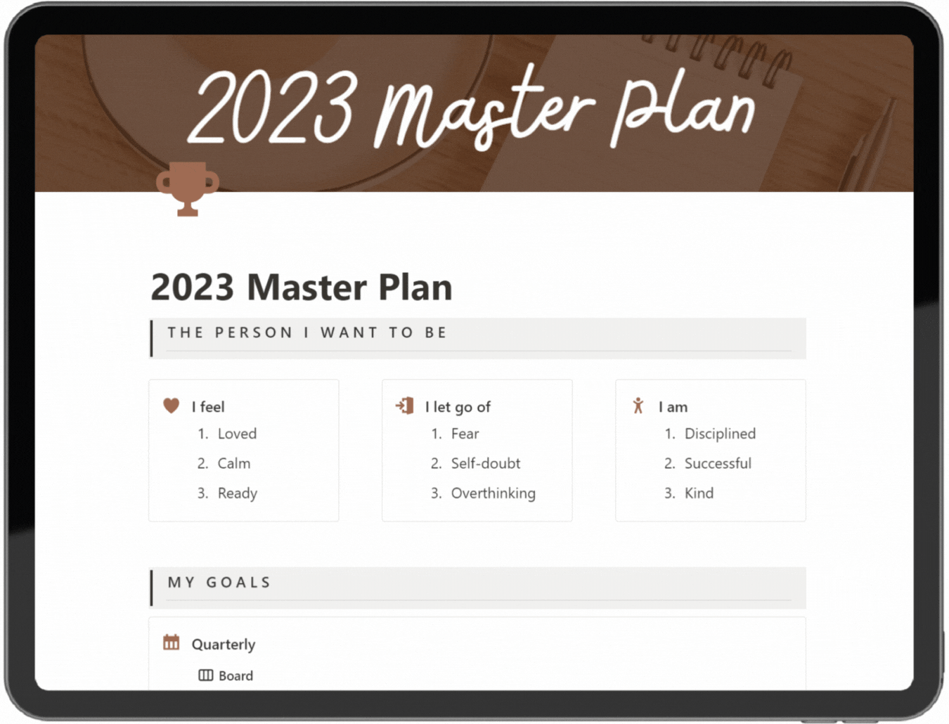 Goal manager screenshot