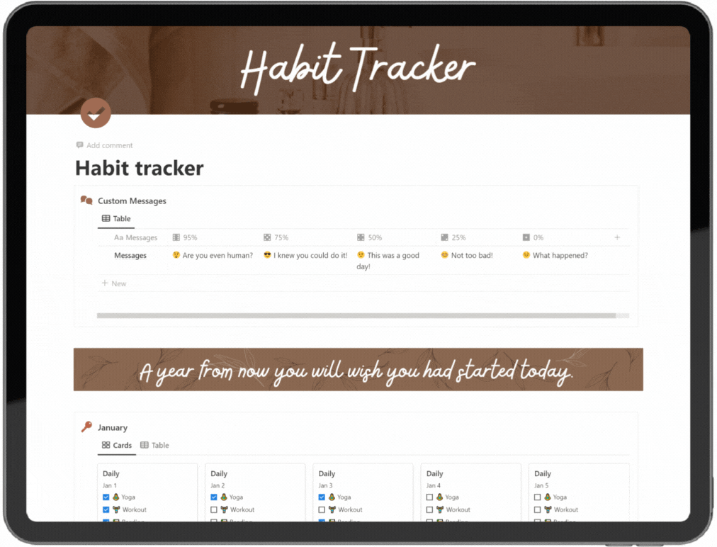 Habit tracker screenshot