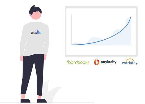Consultant looking at a graph with logos