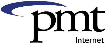 PMT Internet logo with a stylized blue arc above the black text.