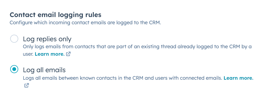 HubSpot email logging rules for solar installers