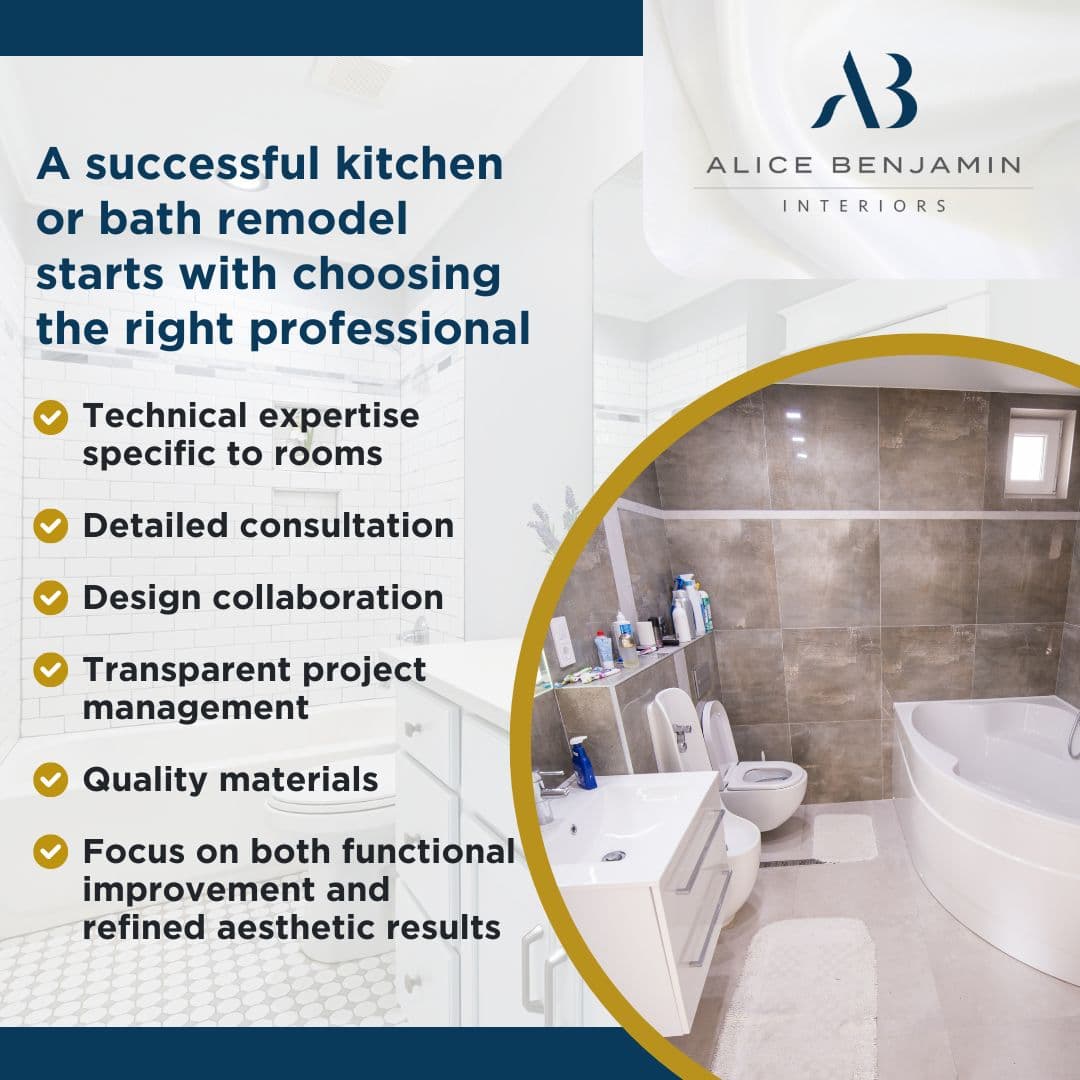 Modern Chicago bathroom remodel with freestanding tub, tiled shower walls, floating vanity, and custom finishes by Alice Benjamin Interiors.