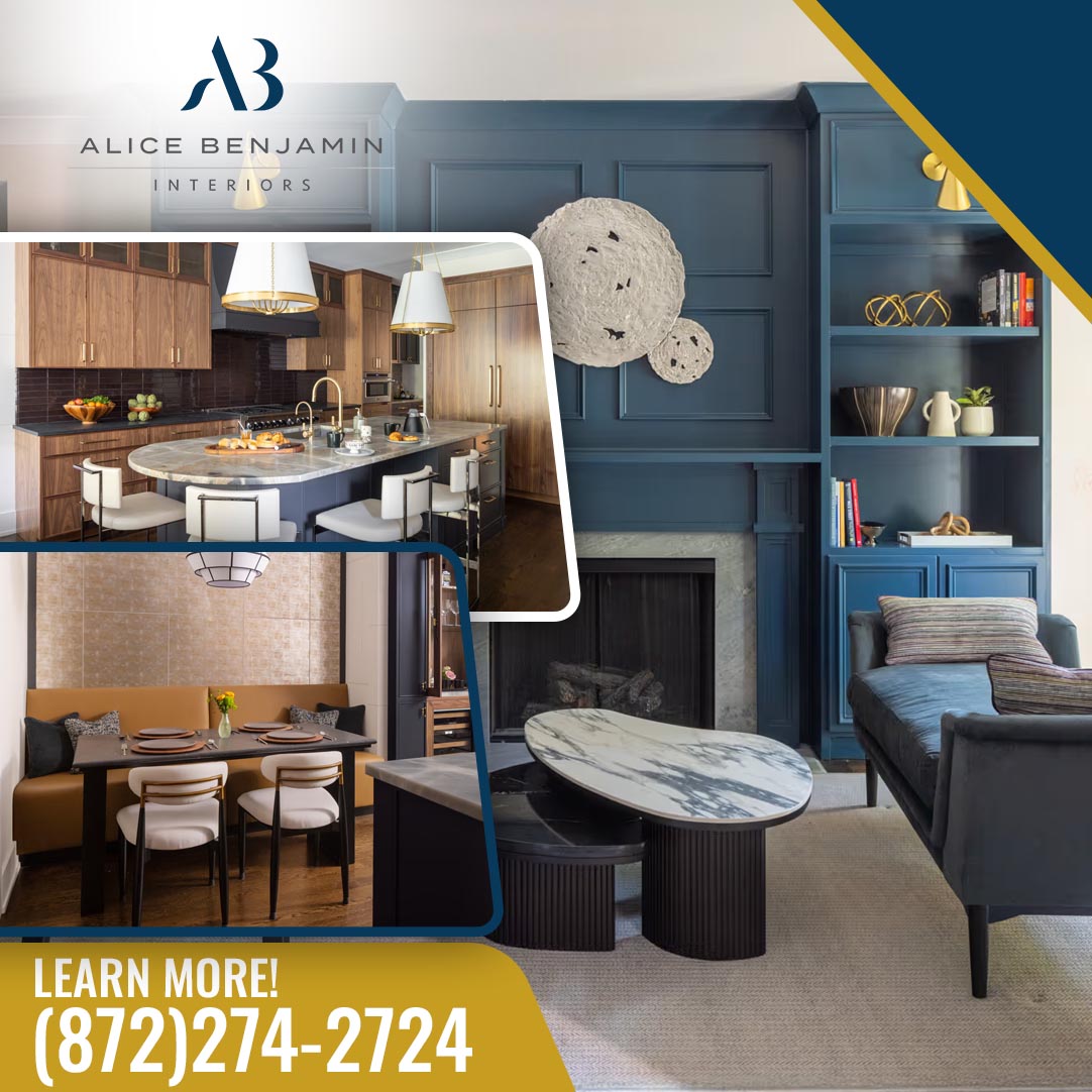 Elevate your home with custom interior design that blends refined craftsmanship, rich materials, and timeless elegance. Alice Benjamin Interiors creates sophisticated kitchens, dining spaces, and living rooms tailored to your lifestyle.