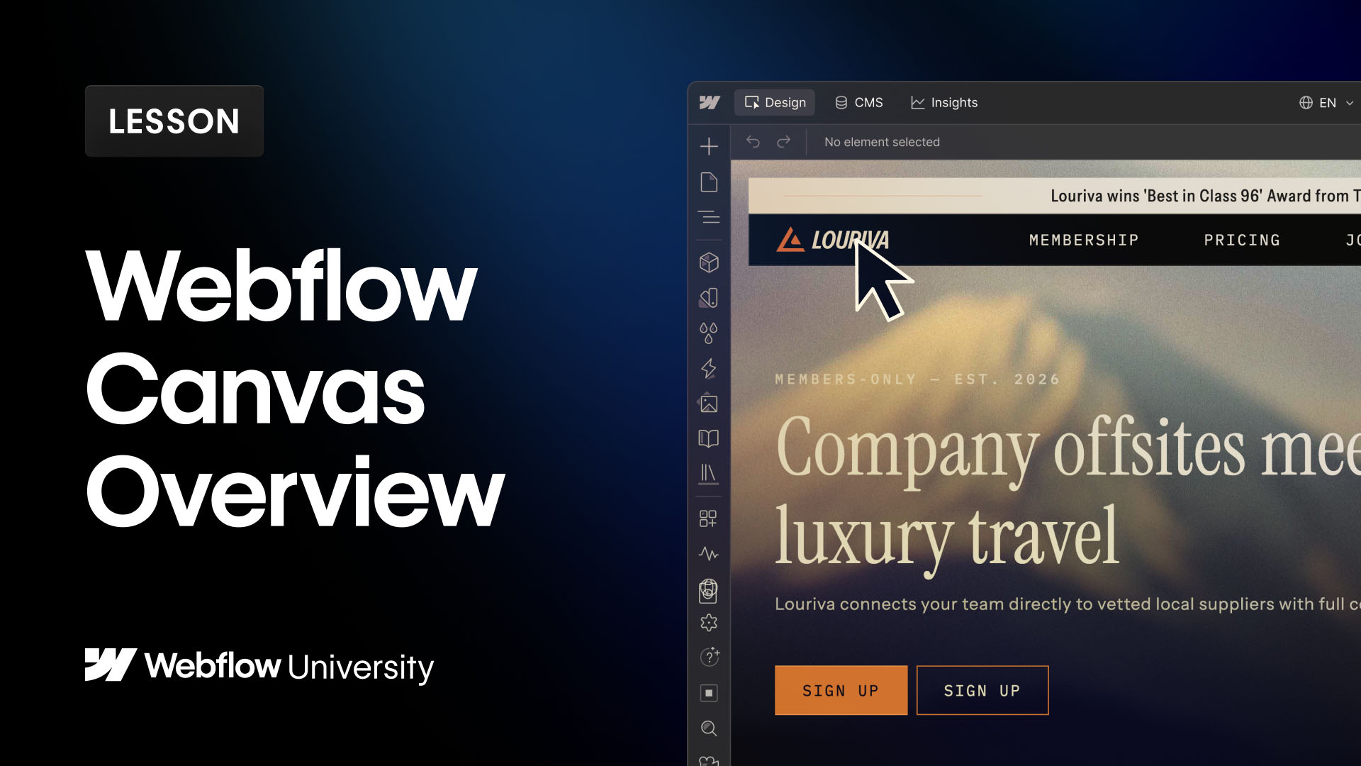 Webflow canvas overview