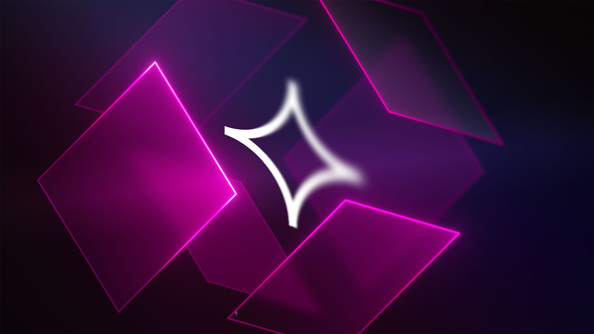 A glowing AI sparkle icon within a deconstructed pink neon box