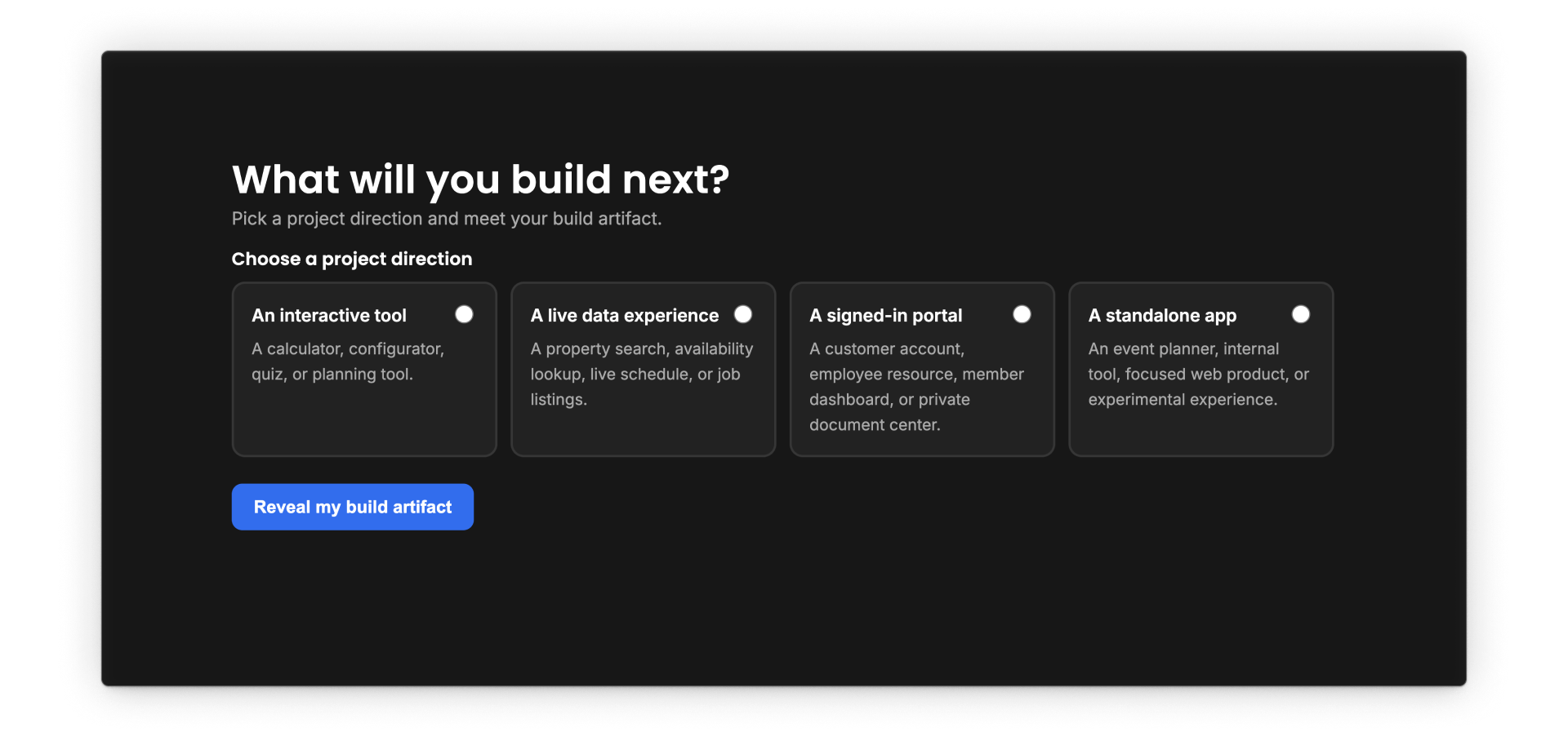 An app showing a single question quiz interface and submit button.