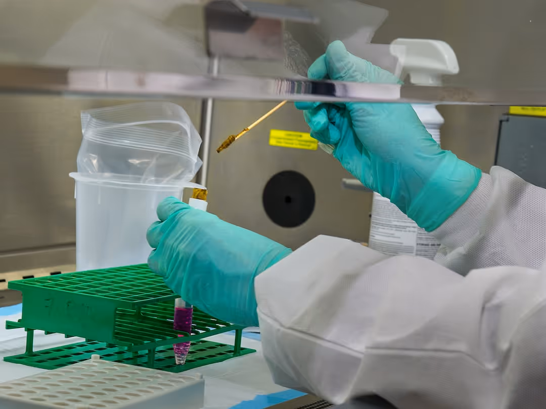 image of researcher with test tube