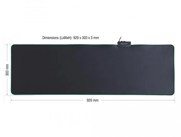 Геймърска подложка за мишка Delock USB Mouse Pad Extended - 12555
