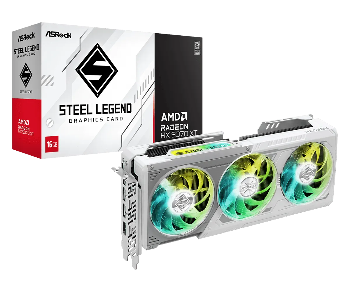 Видео карта ASRock RX 9070 XT Steel Legend OC - RX9070XT SL 16G