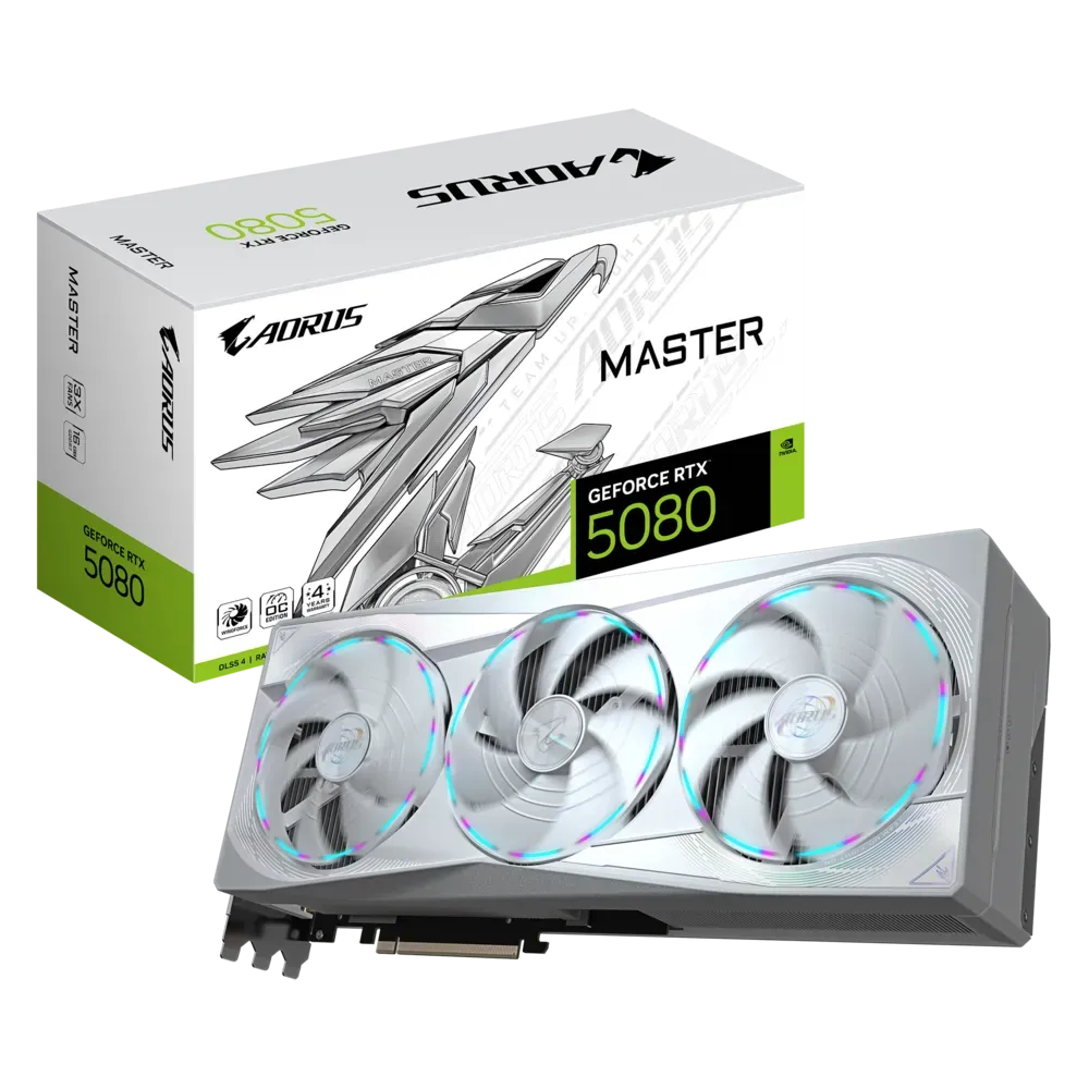 Видео карта Gigabyte RTX™ 5080 AORUS Master Ice - GV-N5080AORUSM ICE-16GD