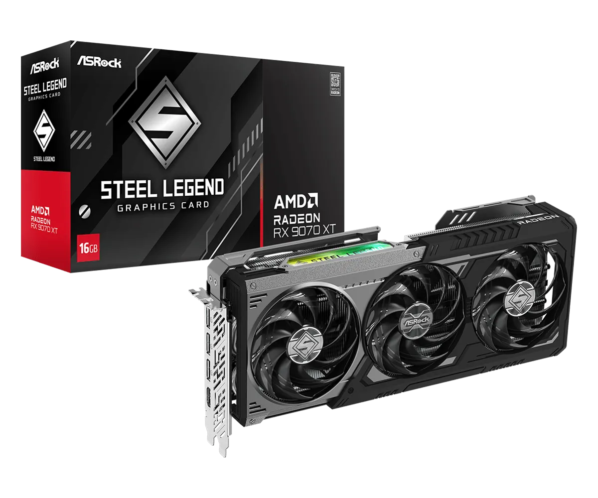 Видео карта ASRock RX 9070 XT Steel Legend Dark OC - RX9070XT SLD 16G