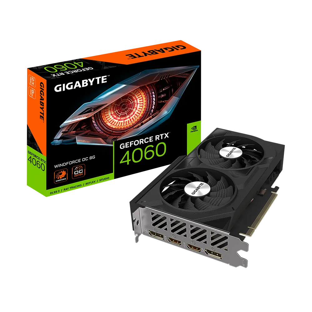 Видео карта Gigabyte RTX™ 4060 Windforce OC - GV-N4060WF2OC-8GD