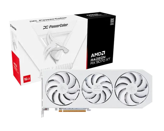 Видео карта PowerColor RX 9070 XT Hellhound Spectral White OC - RX9070XT 16G-L/OC/WHITE