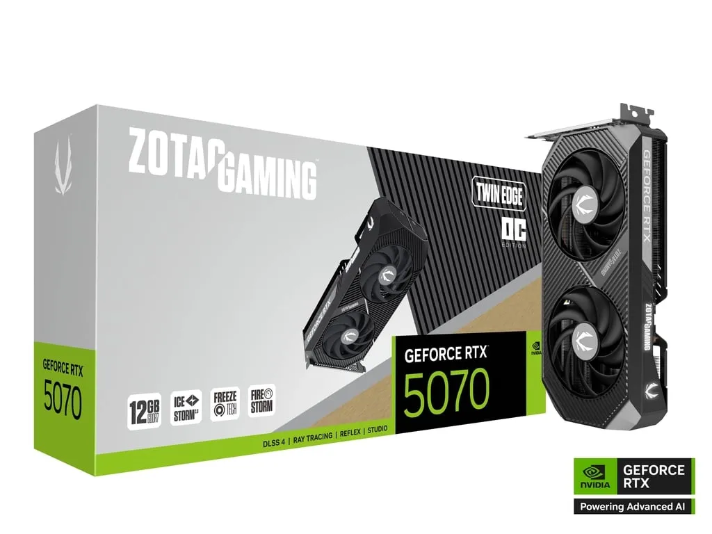 Видео карта ZOTAC Gaming RTX™ 5070 Twin Edge OC - ZT-B50700H-10P