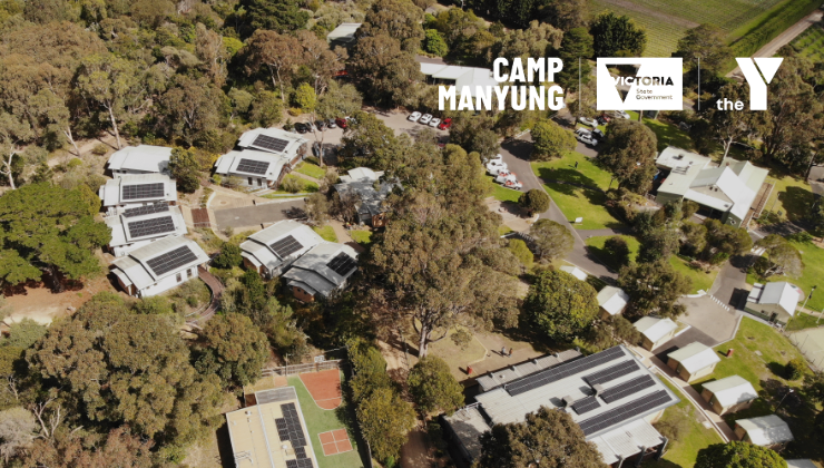 YMCA Camp Manyung: Aerial Photo of the Solar PV system installed in FY25 as a strategic emissions reduction action plan for Net Zero emissions 2030