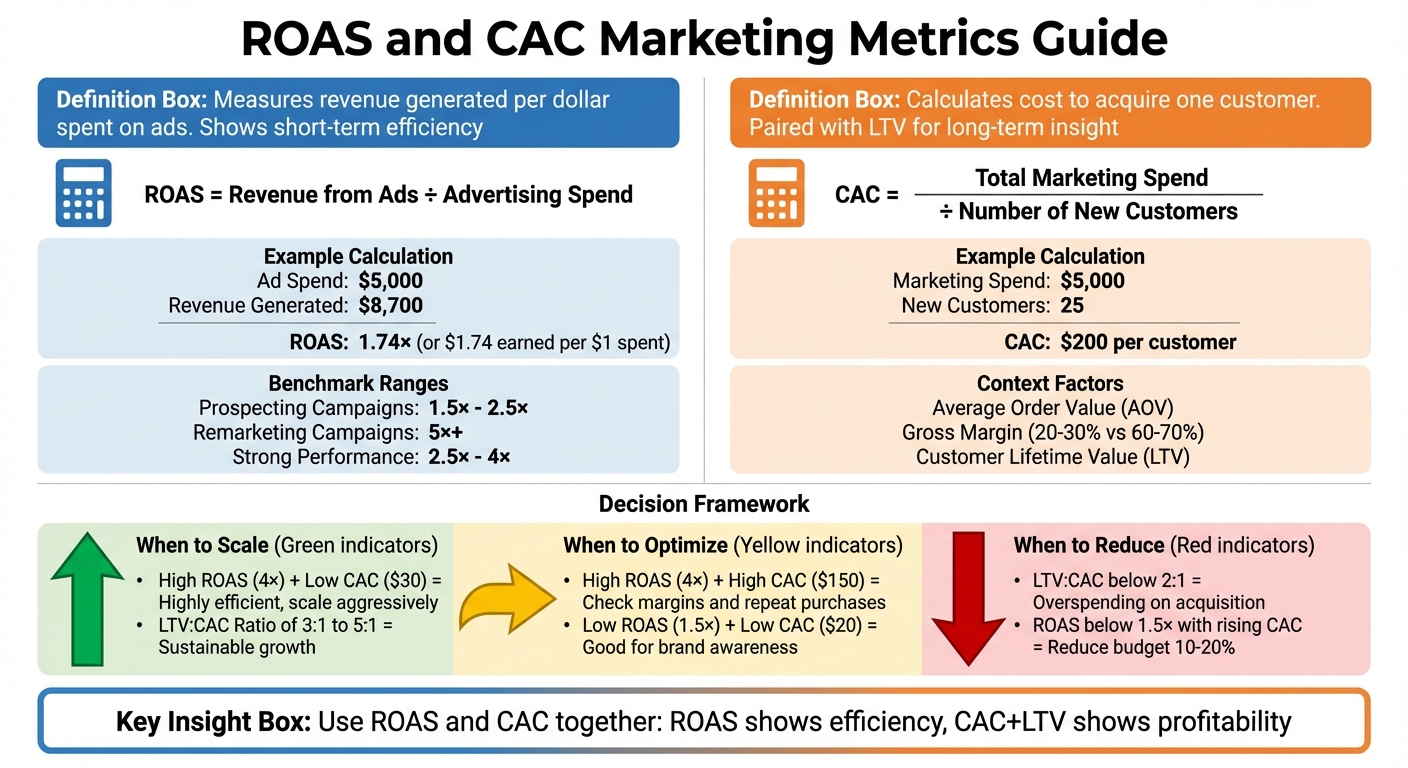 ROAS vs CAC Marketing Metrics Comparison Guide